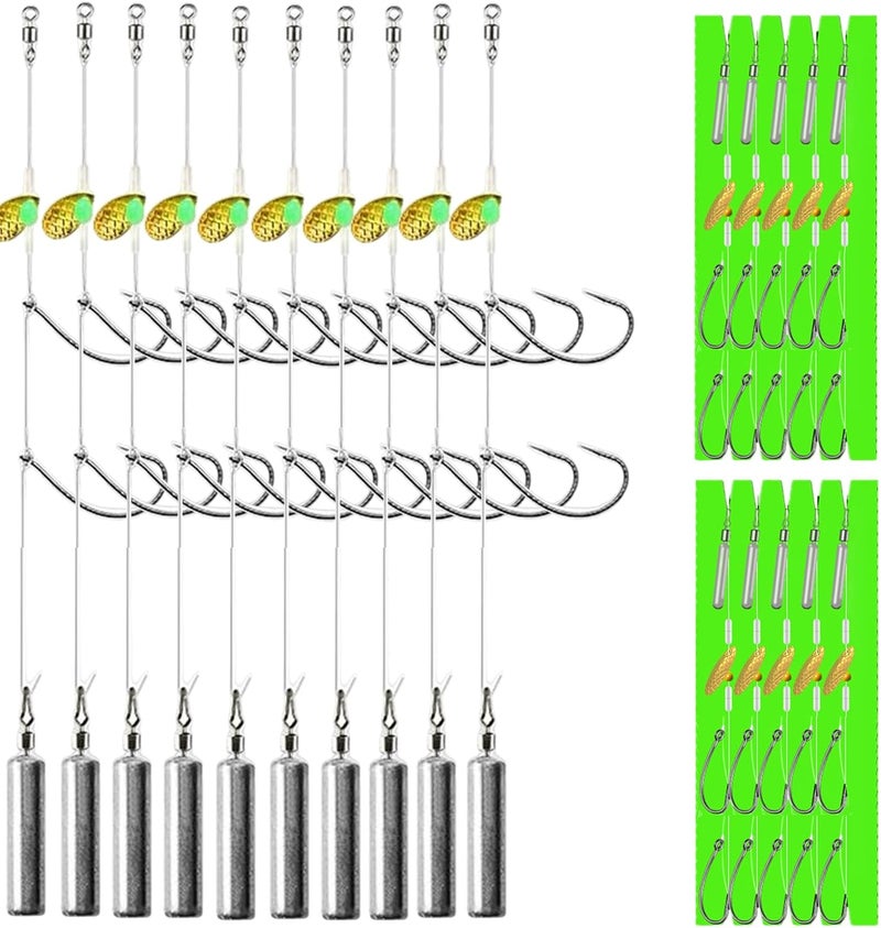 DAMIDEL 10Pcs Drop Shot Ready Rigs Kit with 2 Fishing Wacky Hooks,No Snag Skinny Sinker(1/2oz,3/8oz,1/4oz.1/5oz.), Spinner Blades， Fishing Bass Rig Cylinder Saltwater Freshwater - Image 1